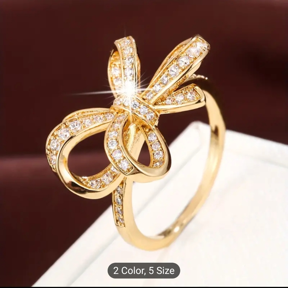 🎀🎀NEW🎀🎀 BEAUTIFUL!! CZ Bow Ring in GOLD Plating